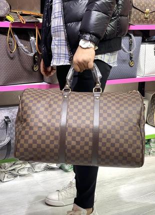 Дорожная сумка унисекс серая в клетку дорожная сумка в стиле louis vuitton женская сумка эла виттон сумка в стиле люи виттон