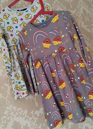 ❤️ лот платье хлопковое натуральное принт рисунок хлопок котон длинный рукав сукня