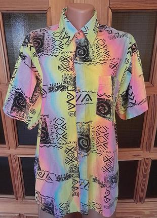 Винтажная яркая хлопковая рубашка