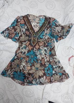 Летняя кофточка блуза женская шифоновая шифон с вышивкой обмен