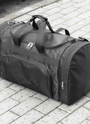 Мужская спортивная дорожная сумка plus тканевая черная вместительная для тренировок на 60 литров3 фото