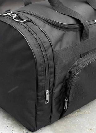 Мужская спортивная дорожная сумка plus тканевая черная вместительная для тренировок на 60 литров5 фото