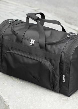 Мужская спортивная дорожная сумка plus тканевая черная вместительная для тренировок на 60 литров9 фото