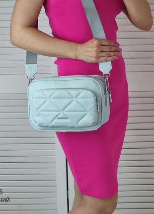 Женский стильный клатч, качественная модная сумочка на 2 отдела голубой