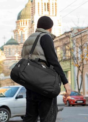 Мужская городская дорожная сумка bred спортивная для фитнеса и путешествий черная тканевая5 фото