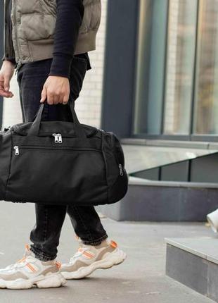 Мужская городская дорожная сумка bred спортивная для фитнеса и путешествий черная тканевая10 фото