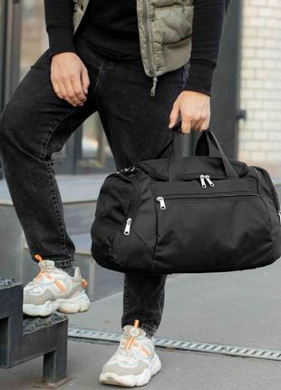Мужская городская дорожная сумка bred спортивная для фитнеса и путешествий черная тканевая6 фото