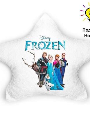 Подушка нічник frozen — м'який нічник із героями з мультфільму фрізен шикарний подарунок дівчинці