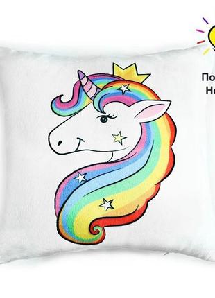 Подушка-ночник "unicorn" - ночник в детскую комнату подарок для девочки мягкая игрушка unicorn из ткани габардин