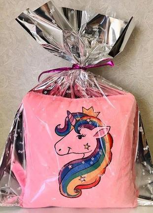 Подушка-ночник "unicorn" - ночник в детскую комнату подарок для девочки мягкая игрушка из ткани габардин9 фото
