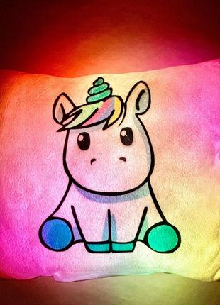 Подушка ночник little unicorn - подарок для мальчика и девочки - подушка с юникорном единорожка5 фото