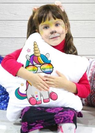 Подушка ночник mini unicorn - декоративная подушка светящаяся в детскую кроватку - детская подушка5 фото
