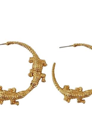 Серьги кольца крокодилы бренд
