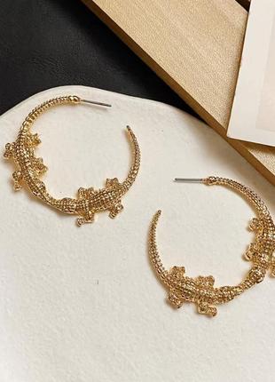 Серьги кольца крокодилы бренд