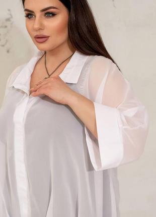 Блуза рубашка шифоновая длинный рукав и майка размеры батал4 фото