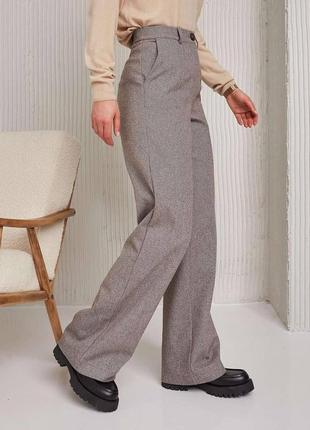 Жіночі штани широкі штанини шерсть палаццо однотонні5 фото