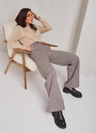 Жіночі штани широкі штанини шерсть палаццо однотонні3 фото