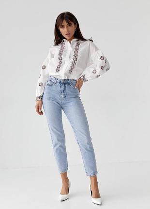 Оригинальная блуза-рубашка вышиванка с длинным рукавом норма