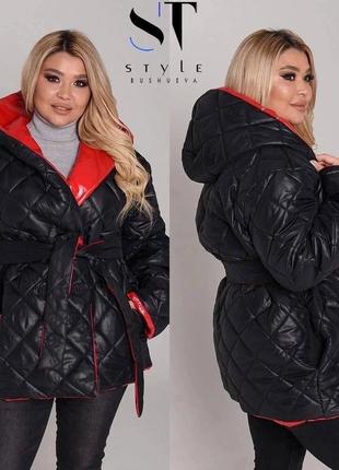 Женская куртка удлиненная зимняя из плащевки на силиконе 250 размеры норма и батал3 фото