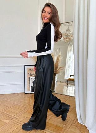 Трендові жіночі штани палаццо з еко-шкіри розміри норма та батал3 фото
