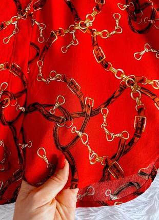 Яркое красное платье zara в цепочках6 фото