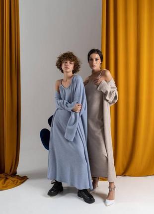 Платье теплое полуприталенное осень-зима размеры норма и батал