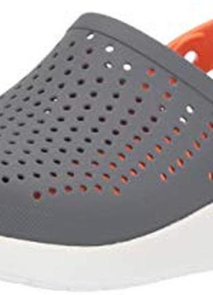 Крокс лайтрайд клог детские crocs literide kids clog grey/pink/white