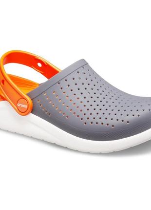 Крокс лайтрайд клог детские crocs literide kids clog grey/pink/white