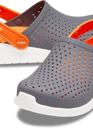 Крокс лайтрайд клог детские crocs literide kids clog grey/pink/white