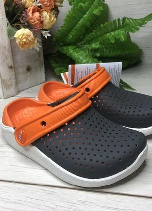 Крокс лайтрайд клог детские crocs literide kids clog grey/pink/white