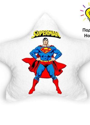 Подушка ночник superman - детская светящаяся подушка супермен - супер человек