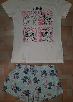 Домашний комплект стич, пижамка микрофибра-котон primark-disney s р-р