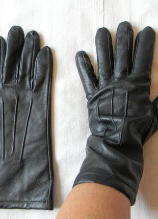 Шкіряні рукавички на підкладці р. l
