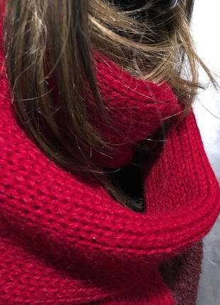 Червона шапочка і довгий шарф/тепла подвійна/вовняна/в'язана шапка2 фото