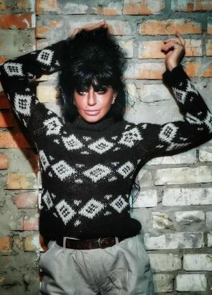 Шерстяной вязаный свитер джемпер в узор шерсть gudrun & gudrun