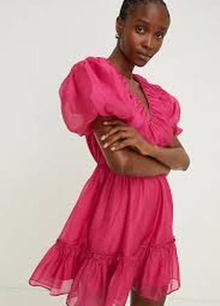 Розовое мини платье с органзы oasis, p. s/ 36-381 фото