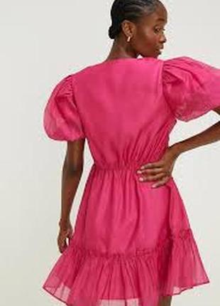 Розовое мини платье с органзы oasis, p. s/ 36-385 фото