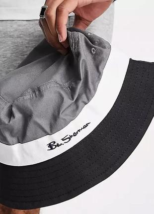 Ben sherman script logo cotton bucket hat in black панама оригинал панамка унисекс