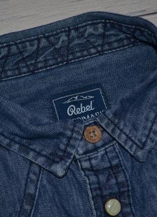 10 - 11 лет 146 см фирменная обалденная джинсовая рубашка моднику rebel рейбел7 фото
