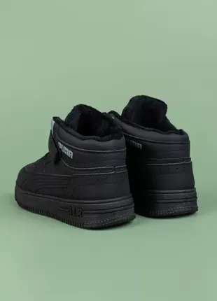 Кросівки для хлопчиків r3231-1 чорні під пуму хайтопи демісезонні на байці утеплені3 фото