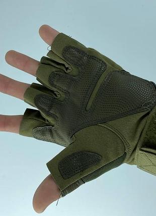 Перчатки тактические без пальцев с резиновой накладкой (зелёные)