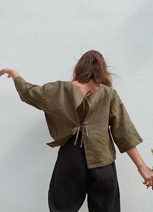 Льняний топ на завʼязках бренду insomnia