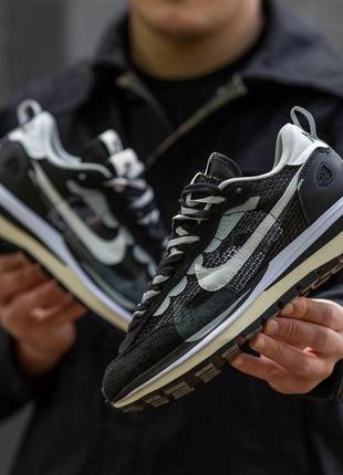 Кроссовки мужские, женские nike vaporwaffle sacai black\white
