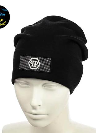 ● демісезонна жіноча шапка - philipp plein / філіп плейн - чорний ●