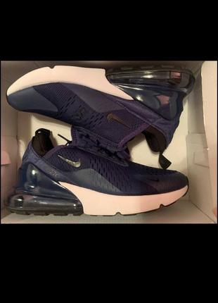 Кроссовки nike air max 270 navy blue white найк найки эйр макс темно синие