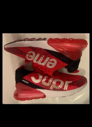 Кроссовки nike air max 270 supreme red white найк найки эйр макс супрем красные