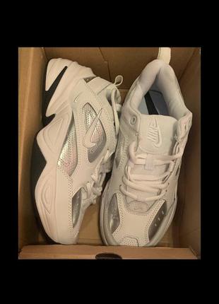 Кроссовки nike m2k tekno leather white найк найки м2к текно белые кожа1 фото