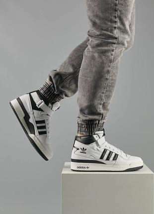 Чоловічі кросівки adidas forum high 84 black white адидас форум высокие черно белые