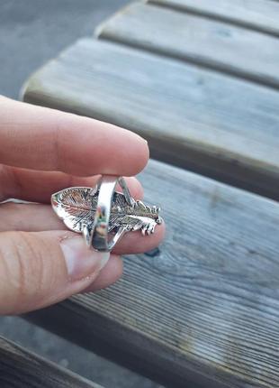 Перстень перо, вставка бирюза, натуральный камень, кольцо богемное, бохо стиль3 фото
