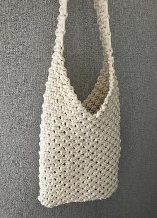 Плетеная летняя сумка шоппер макраме в стиле бохо1 фото
